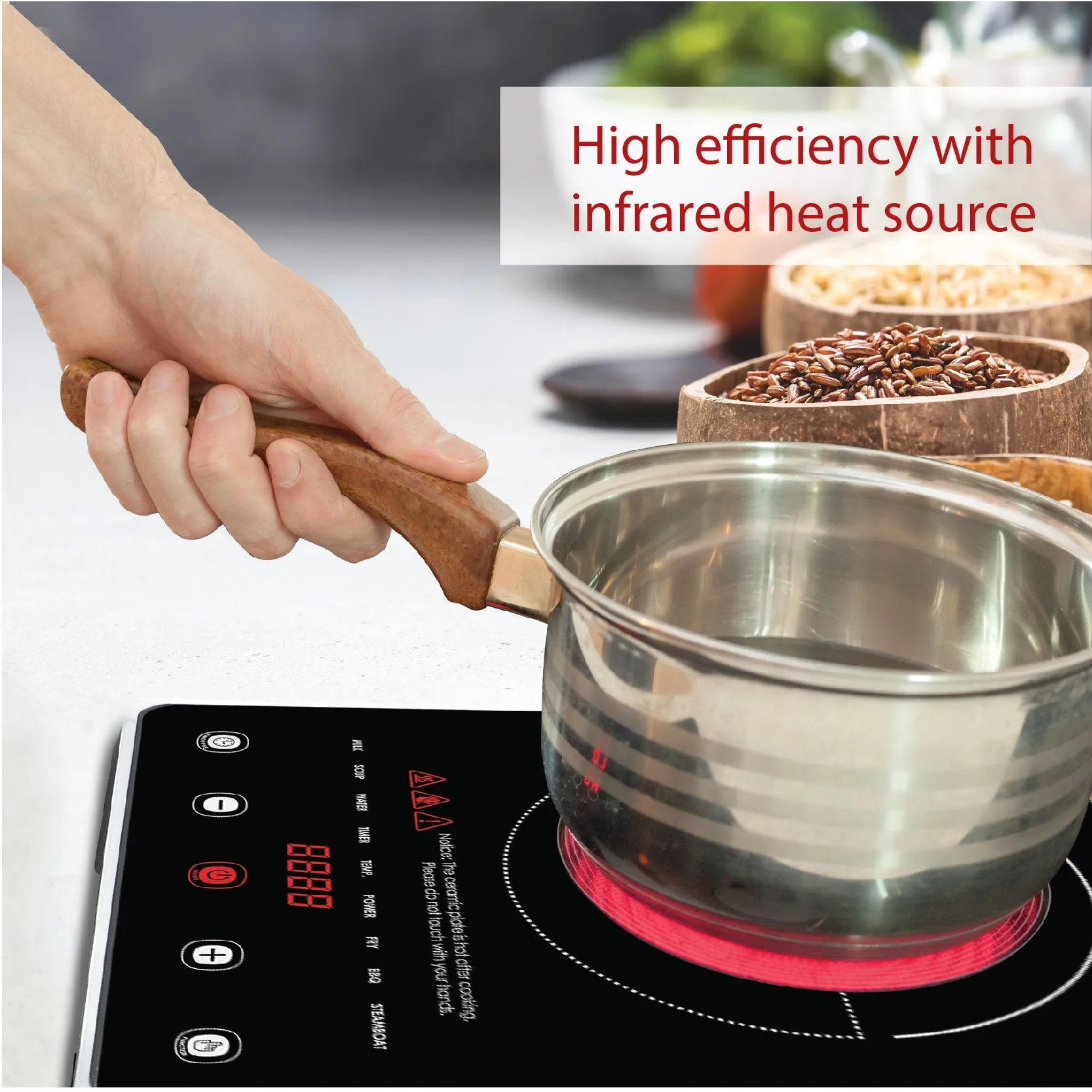 Ceramic Cooker Steamboat (Any Pot), BBQ Grill 2000 Watts (PPIC880 BBQ Plate)