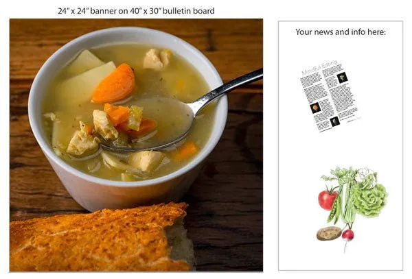 Chicken Noodle Soup 24" Square Banner for Bulletin Boards and Walls