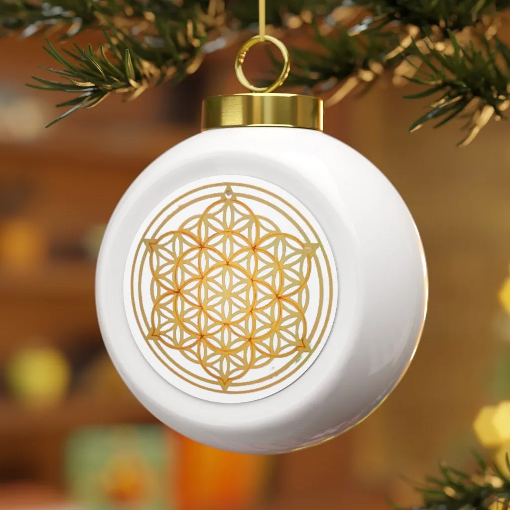 Christmas Ball Flower of Life Silver/Gold Sacred Geometry Ornament,Gift for Birthday/Christmas/Meditation/Housewarming/Graduation/Yoga room