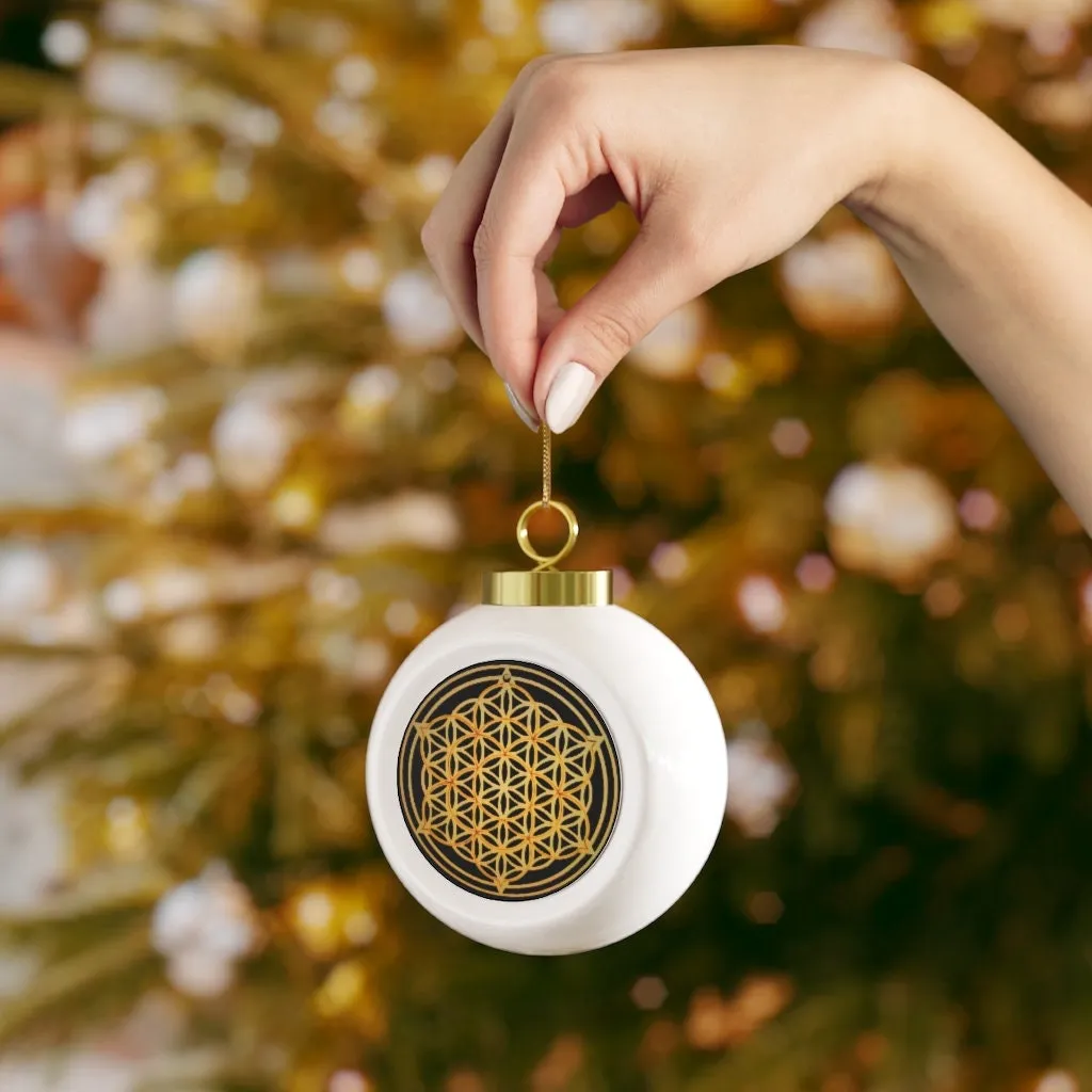 Christmas Ball Flower of Life Silver/Gold Sacred Geometry Ornament,Gift for Birthday/Christmas/Meditation/Housewarming/Graduation/Yoga room