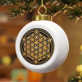 Christmas Ball Flower of Life Silver/Gold Sacred Geometry Ornament,Gift for Birthday/Christmas/Meditation/Housewarming/Graduation/Yoga room