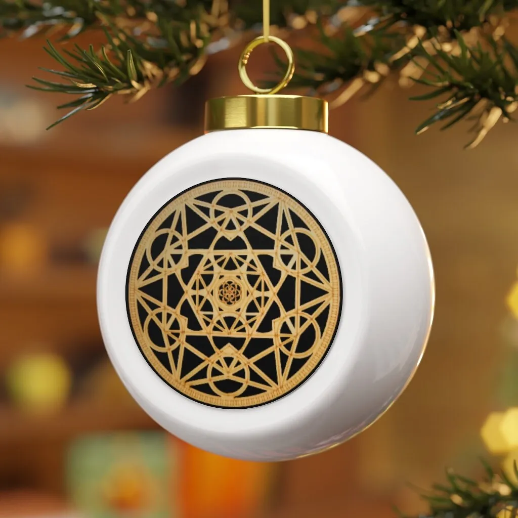 Christmas Ball Metatron Cube Silver/Gold Sacred Geometry Ornament,Gift for Birthday/Christmas/Meditation/Housewarming/Graduation/Yoga