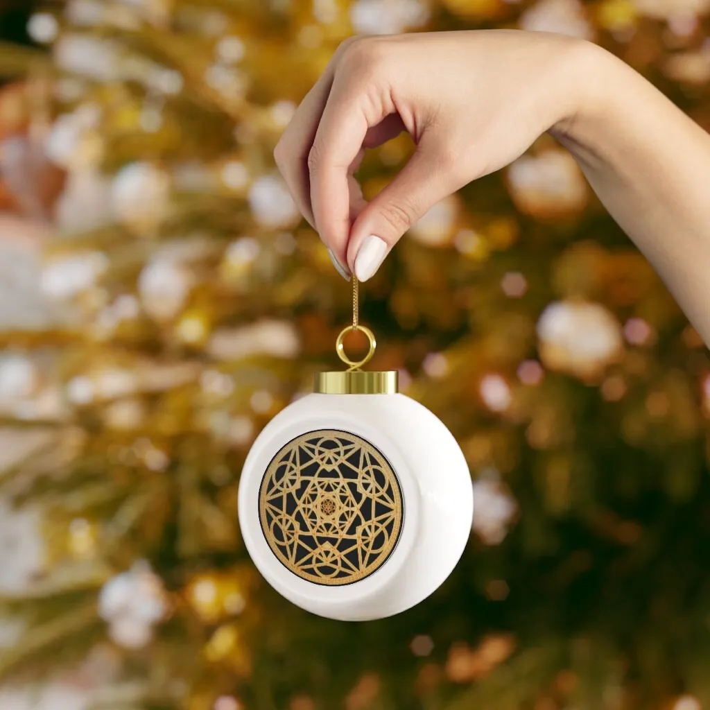 Christmas Ball Metatron Cube Silver/Gold Sacred Geometry Ornament,Gift for Birthday/Christmas/Meditation/Housewarming/Graduation/Yoga