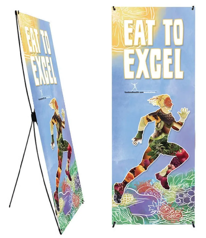 Custom Eat to Excel Phytoman Banner Stand 24" X 67" - Wellness Fair Banner 24" X 67" - Add Your Logo To This Health Fair Banner