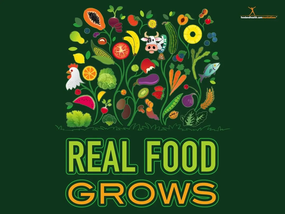 Custom Real Food Grows Health Fair Banner 48" X 36" Vinyl - Wellness Fair Banner - Fruits and Vegetables - Kids - Adults - Add Your Logo To This Health Fair Banner