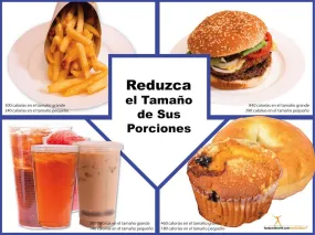 Custom Scale Down Your Portions Banner Spanish 48" X 36" - Add Your Logo To This Health Fair Banner