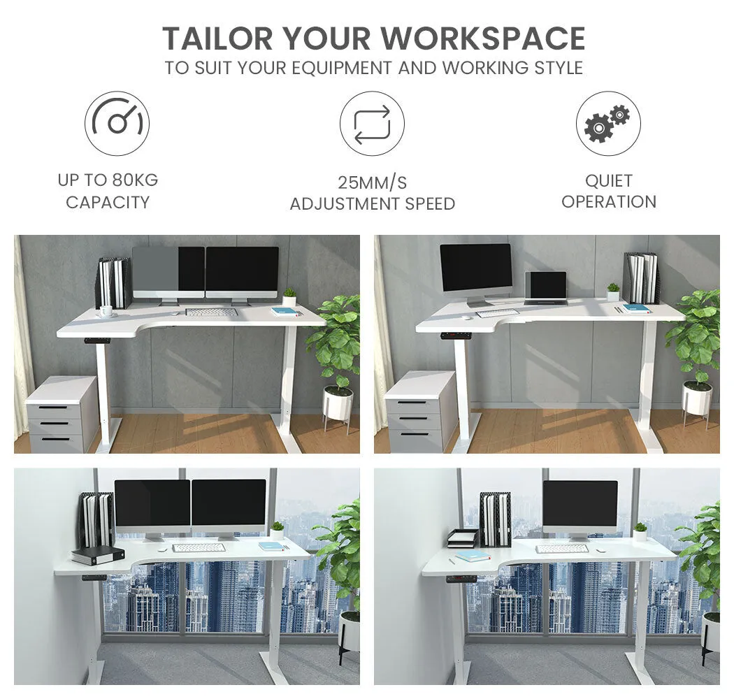 Dual Motor L-Shape Standing Desk, 1450W, 80kg Load – FORTIA