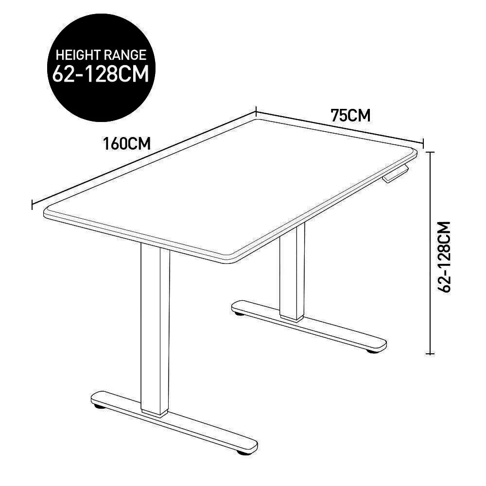 Dual Motor Sit-Stand Desk, Electric Adjustable Height, 120kg Load, White Oak/Silver FORTIA