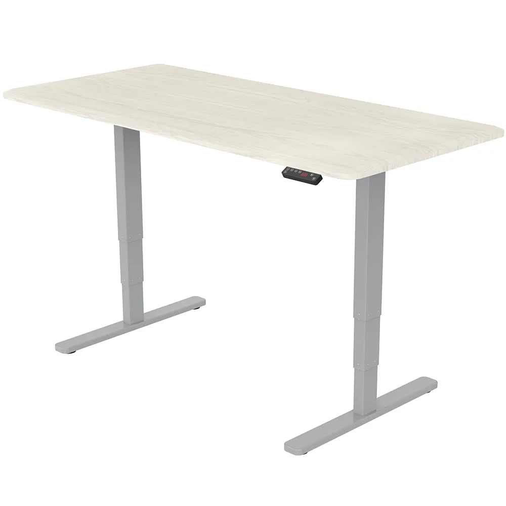 Dual Motor Sit-Stand Desk, Electric Adjustable Height, 120kg Load, White Oak/Silver FORTIA