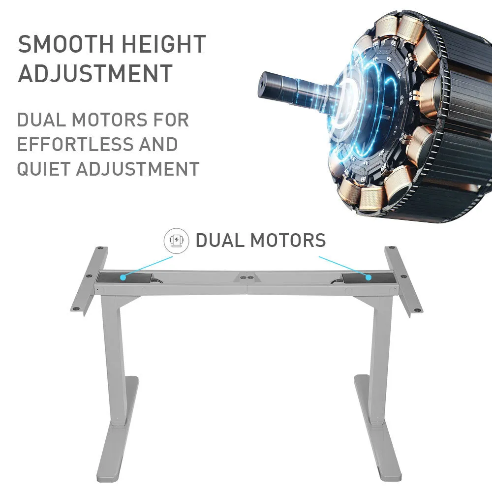 Dual Motor Sit-Stand Desk, Electric Adjustable Height, 120kg Load, White Oak/Silver FORTIA