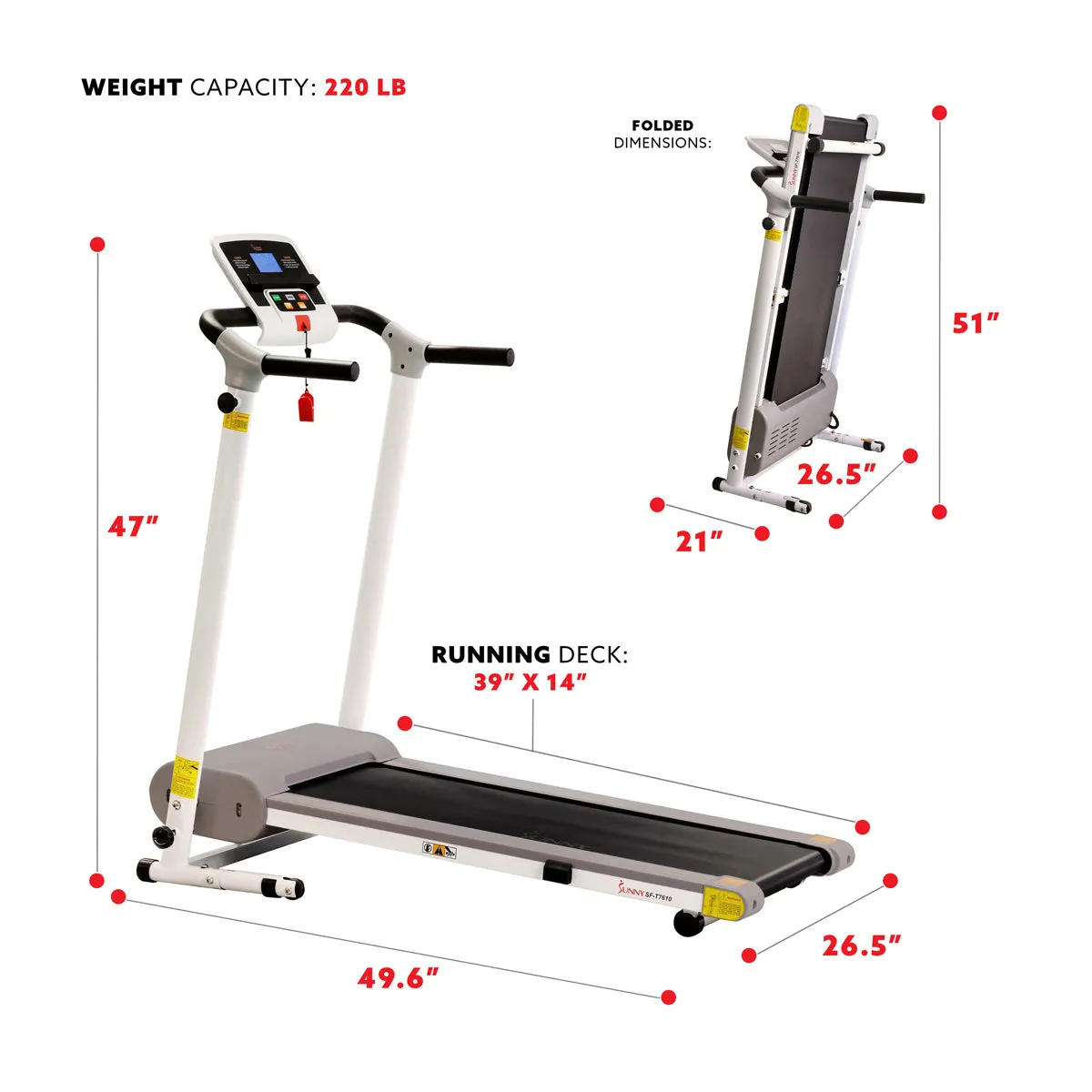 Easy Assembly Folding Treadmill Motorized Compact