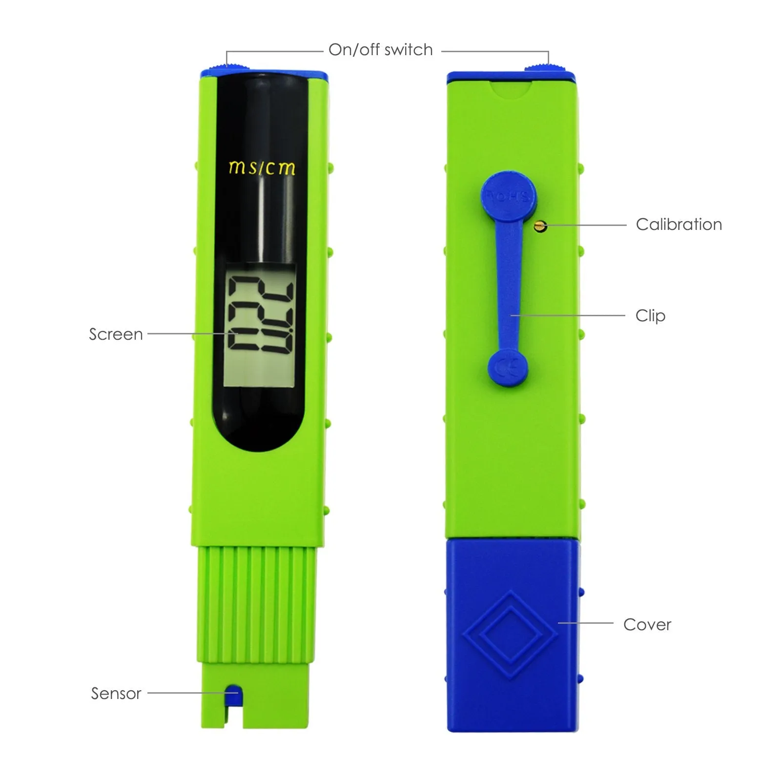 ECM-227 Digital LCD EC Conductivity Meter Tester 0~19.99ms/cm Pen Type with Backlight, Hydroponics, Aquaculture