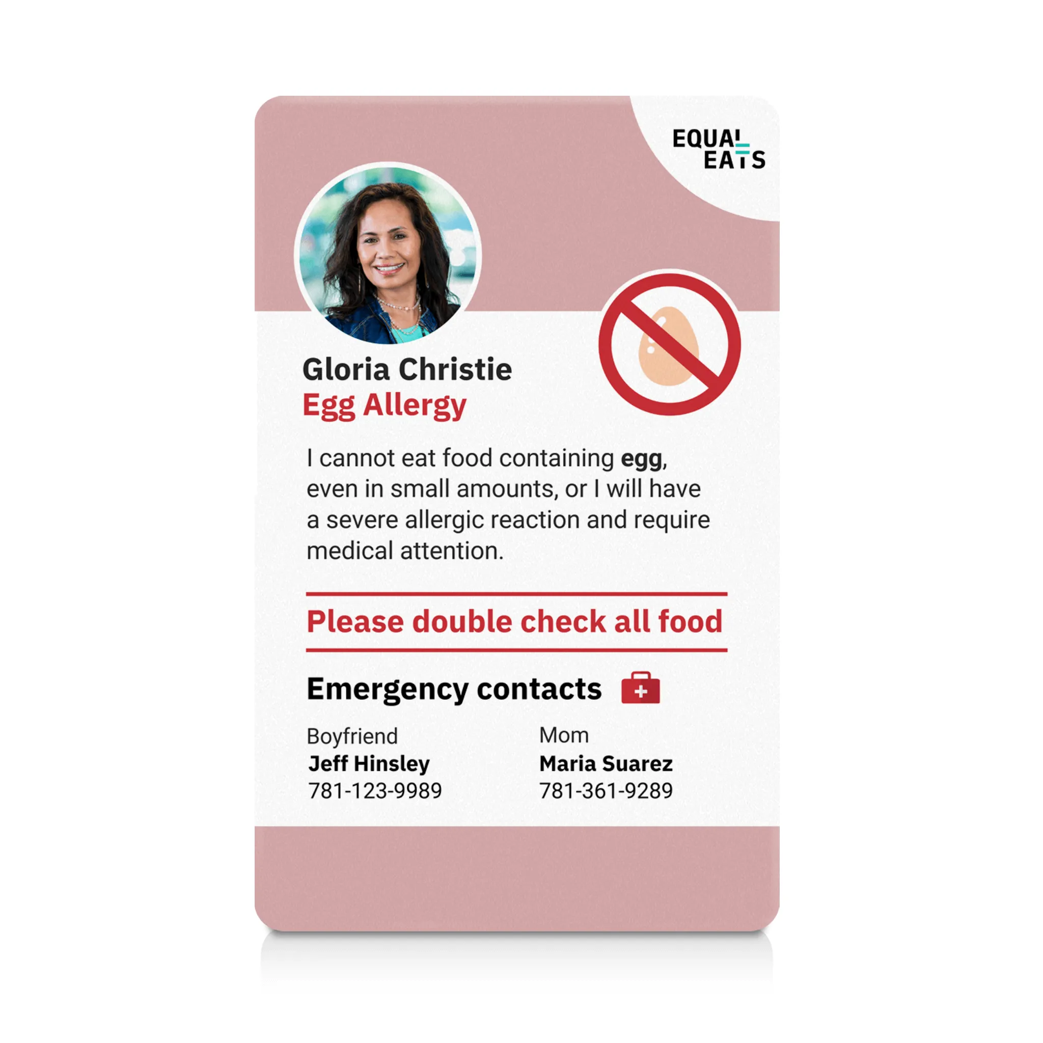Egg Allergy ID Card