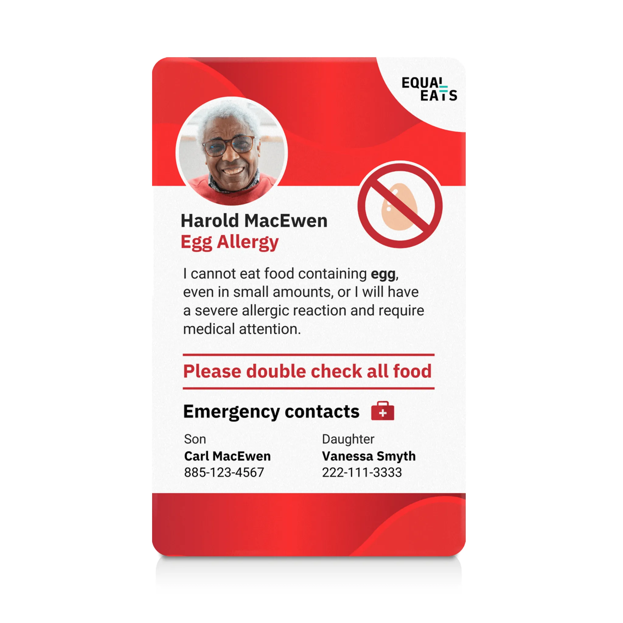 Egg Allergy ID Card
