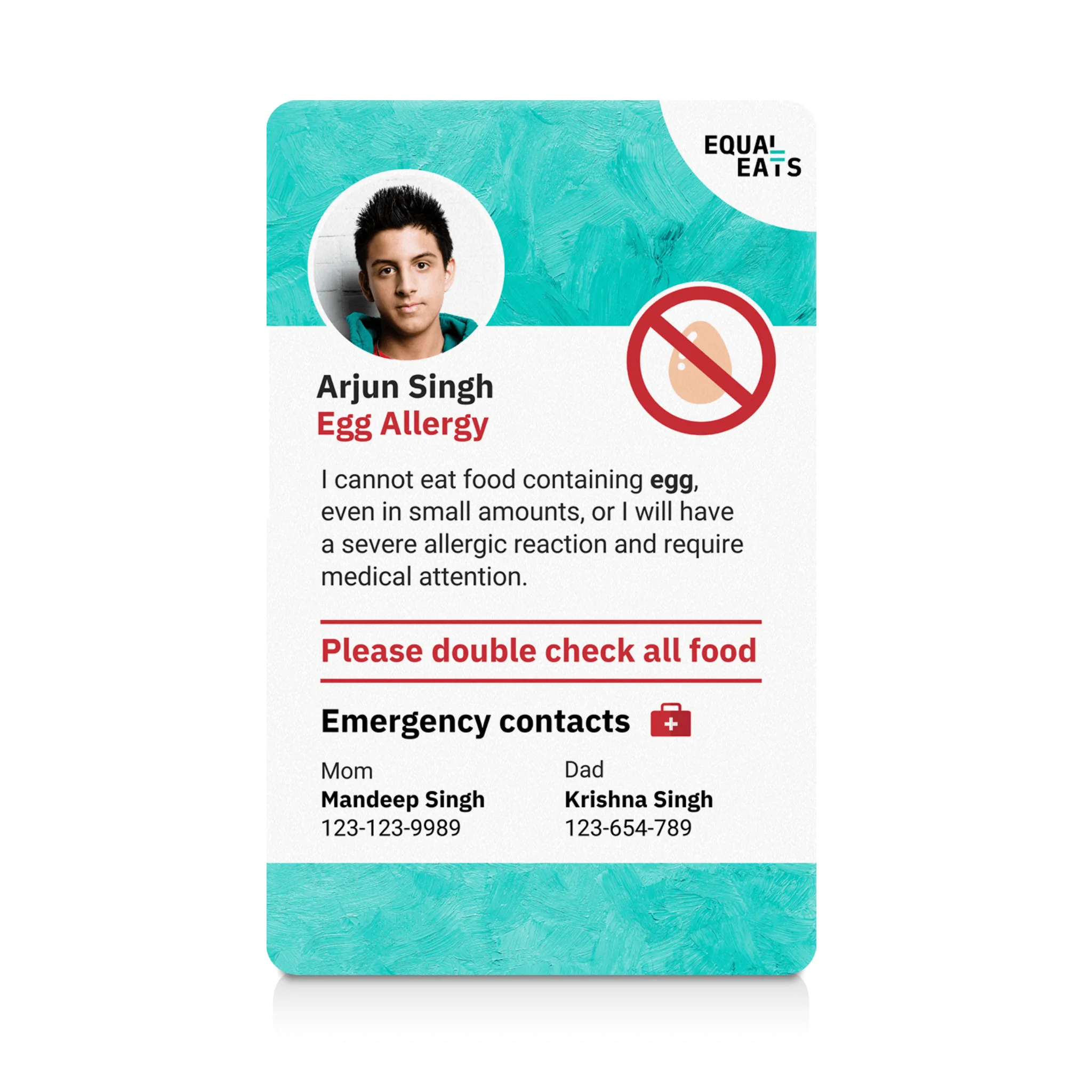 Egg Allergy ID Card