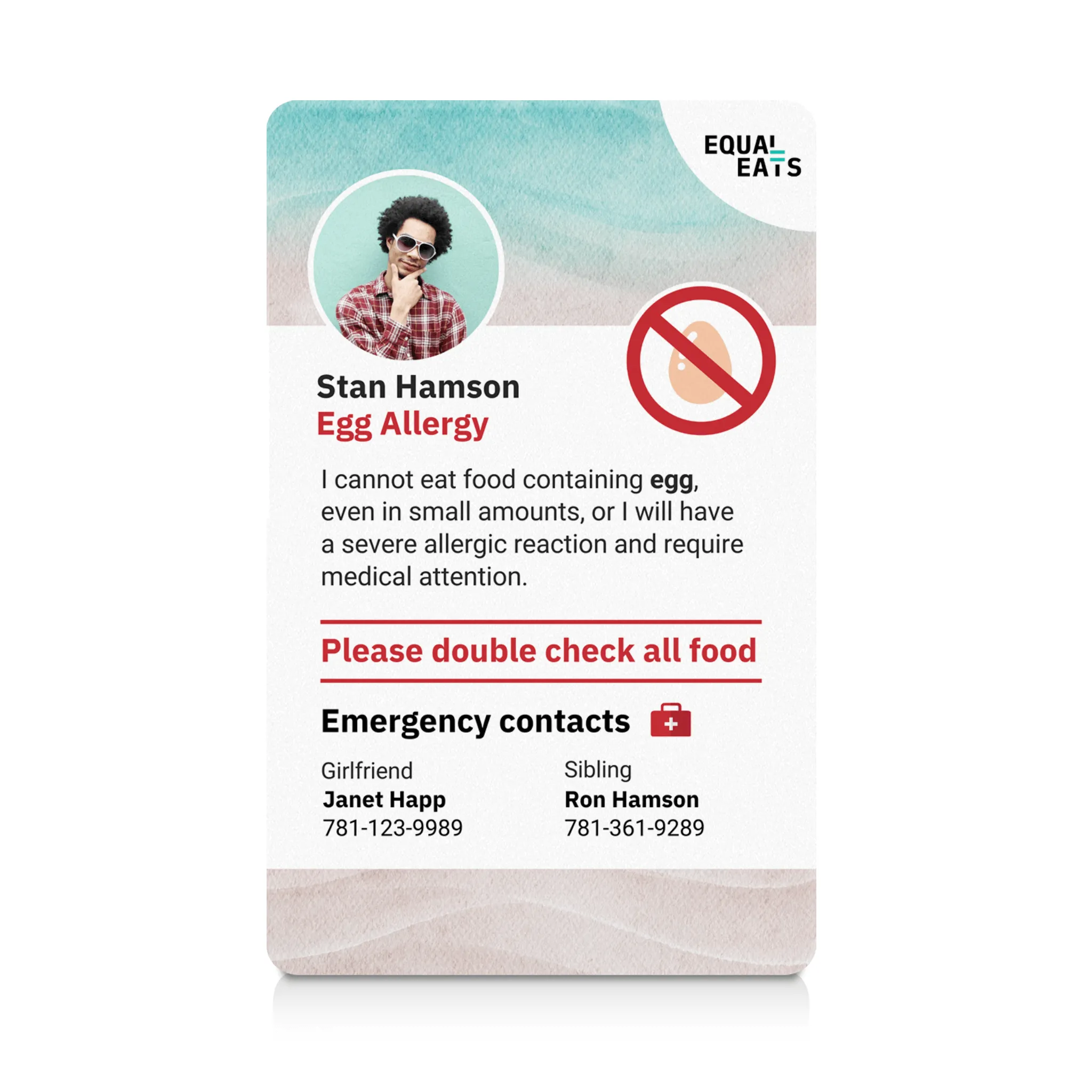 Egg Allergy ID Card