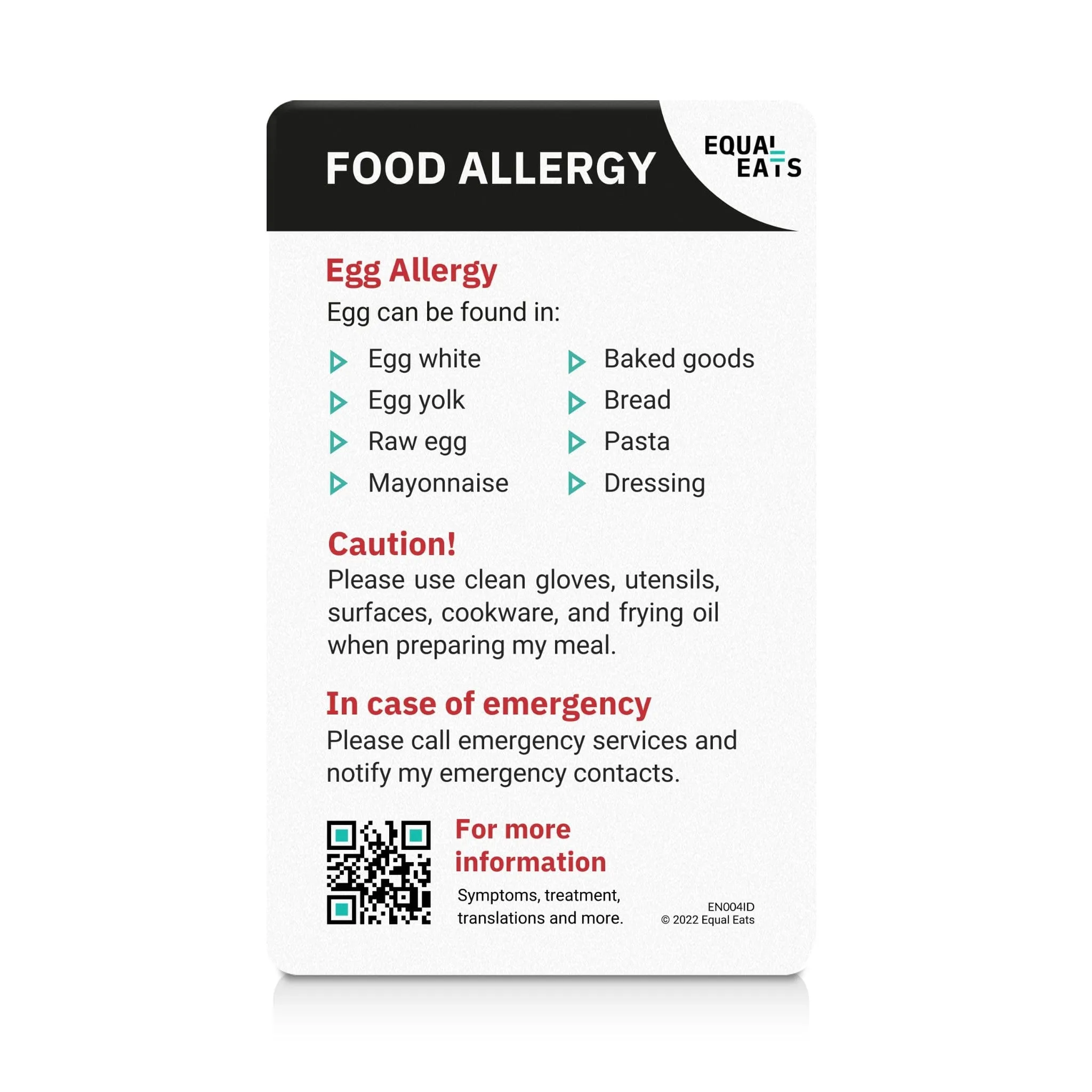 Egg Allergy ID Card