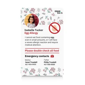 Egg Allergy ID Card