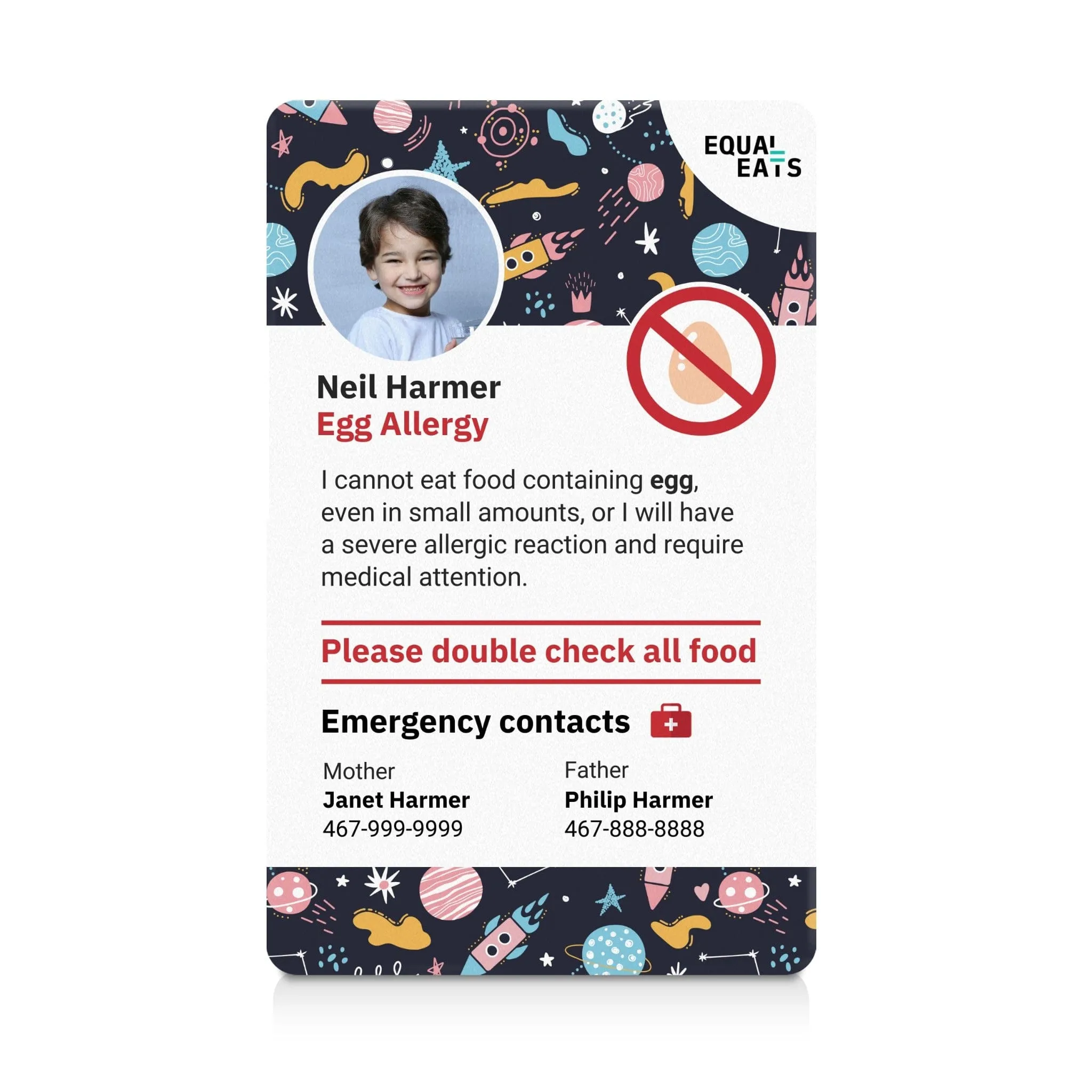 Egg Allergy ID Card