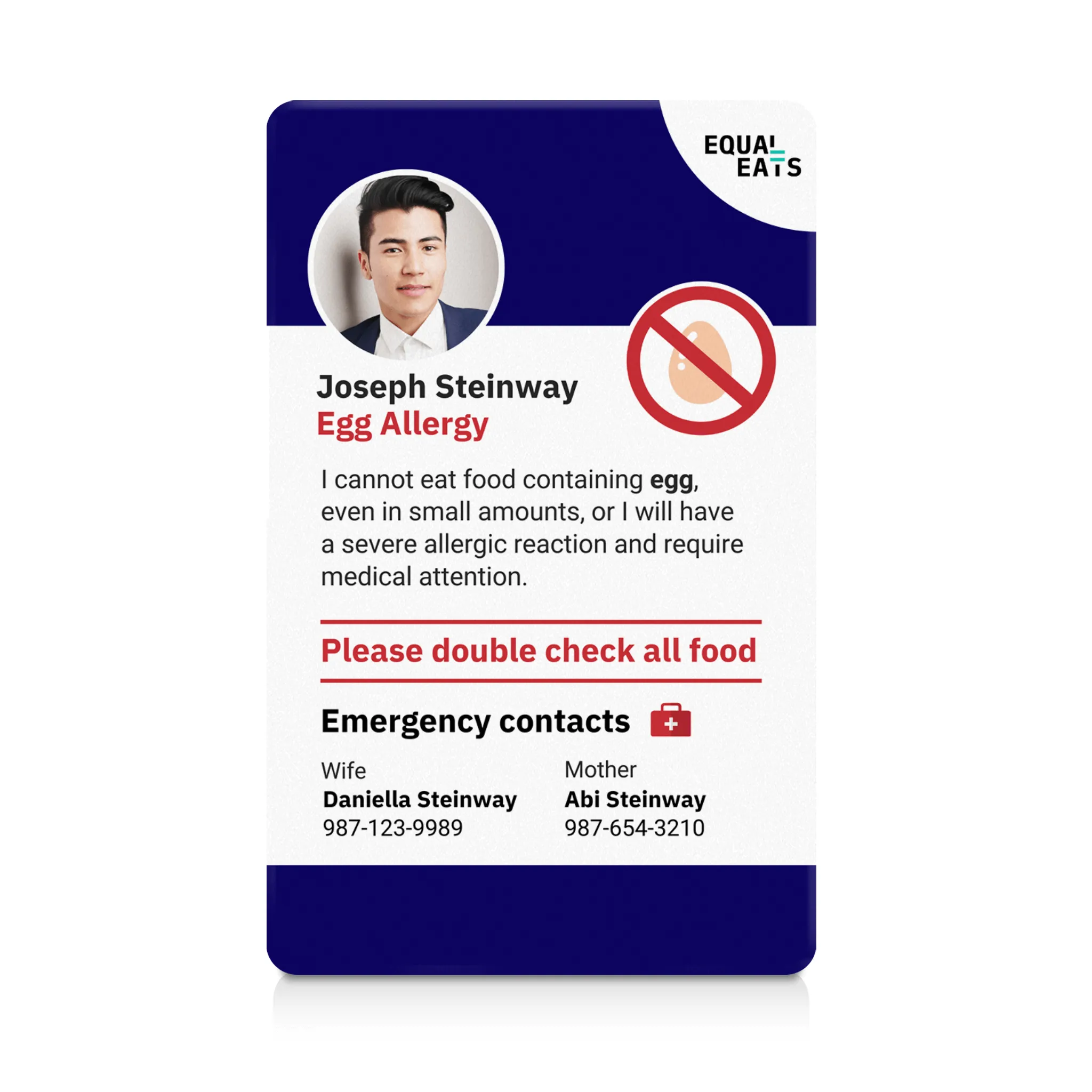 Egg Allergy ID Card