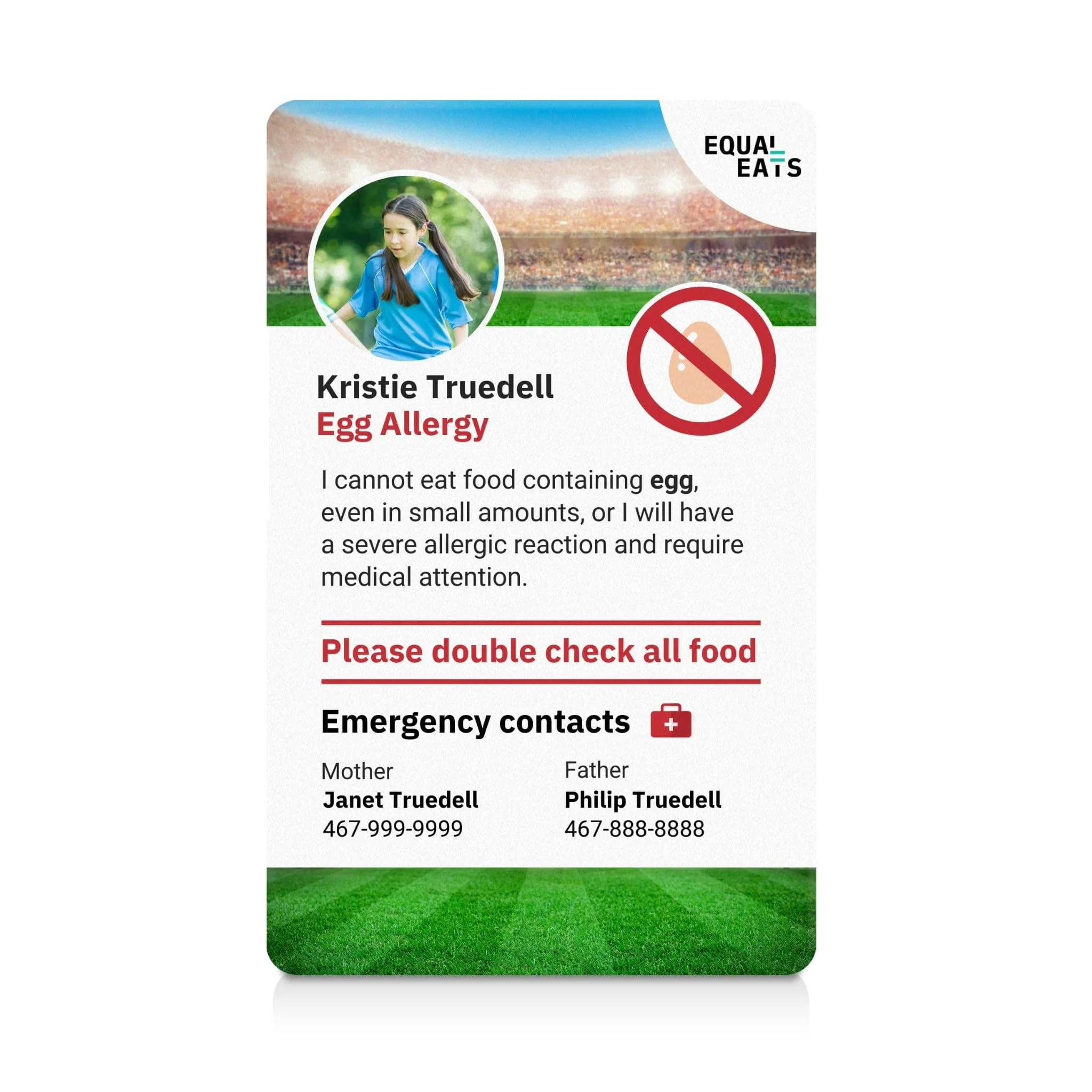 Egg Allergy ID Card