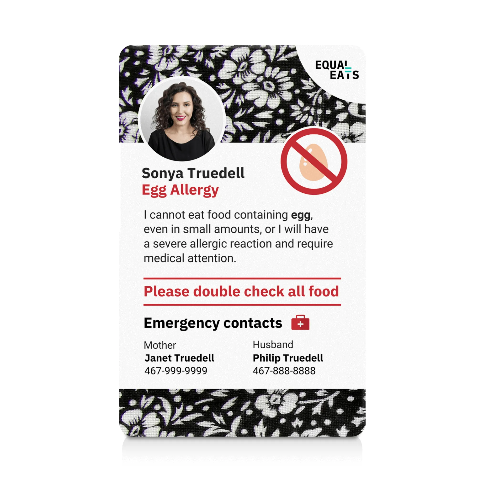 Egg Allergy ID Card