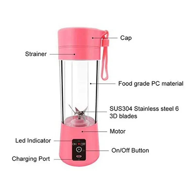 Electric Fruit Juicer Blender Portable Handheld USB