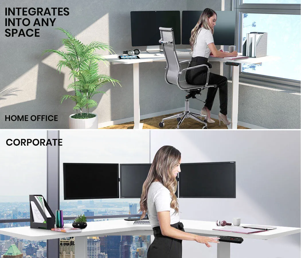 Electric Sit Stand Corner Desk, Dual Motor, 80kg Load - FORTIA