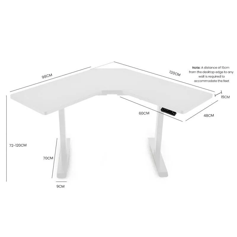 Electric Sit Stand Corner Desk, Dual Motor, 80kg Load - FORTIA