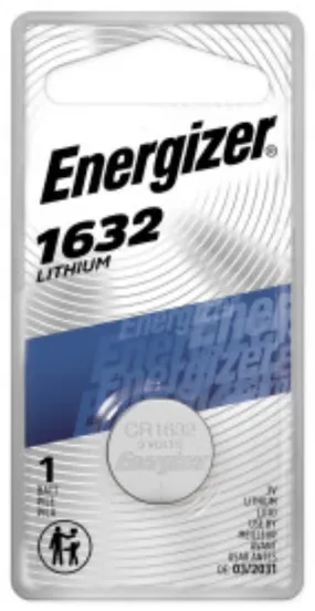 Energizer ECR1632BP Coin Cell Battery, 3 V Battery, 130 mAh, CR1632 Battery, Lithium, Manganese Dioxide :CD: QUANTITY: 1