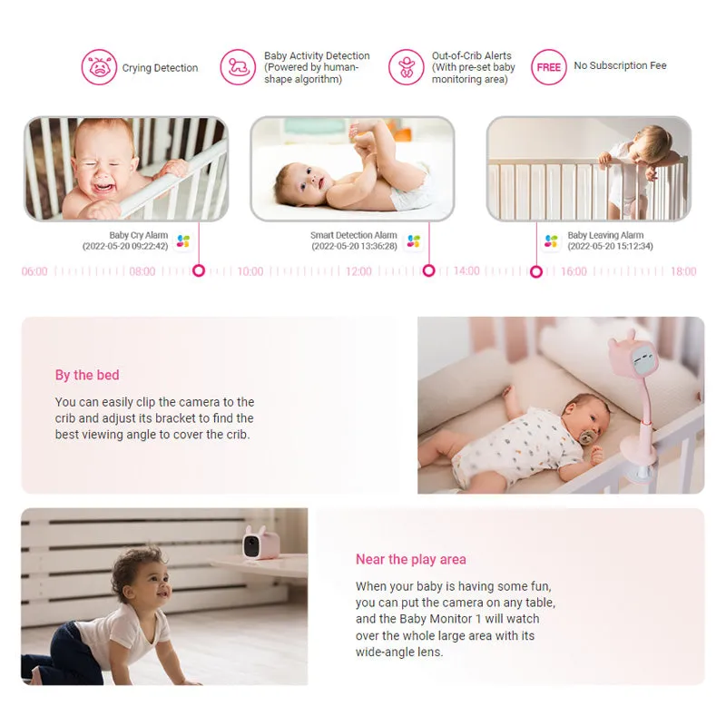 EZVIZ BM1 1080P Battery-Powered Video Baby Monitor | Wire-Free, Crying Detection, Baby Activity Detection