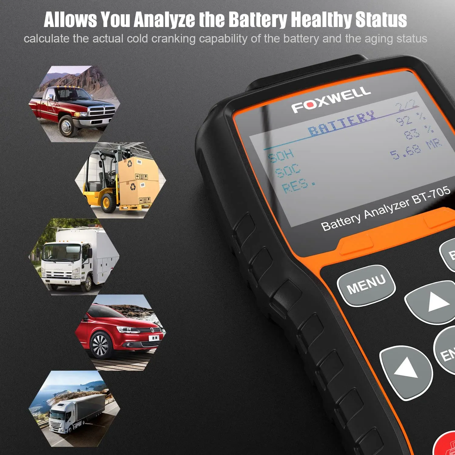 Foxwell BT705 Automotive 100-2000 CCA Battery Analyser