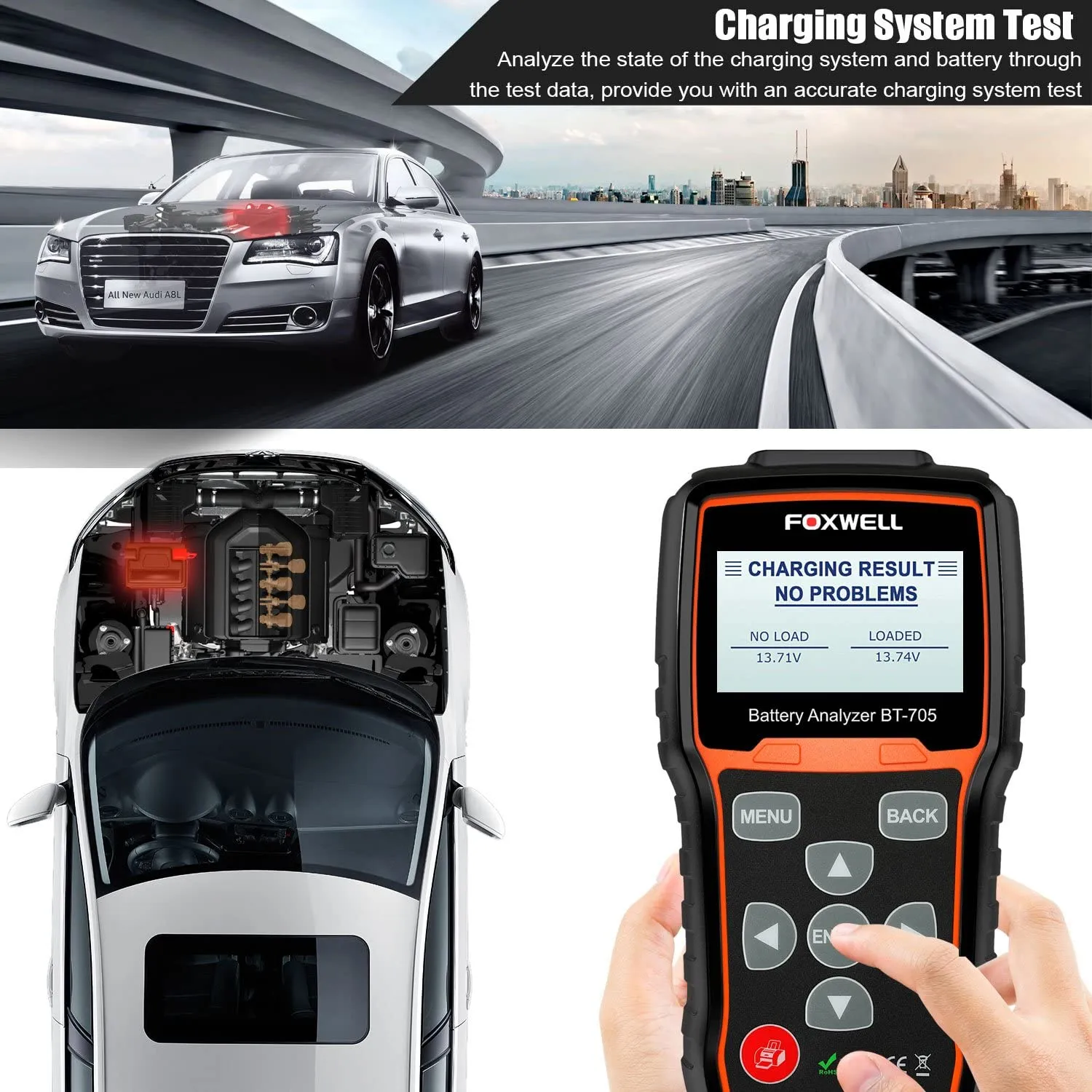 Foxwell BT705 Automotive 100-2000 CCA Battery Analyser