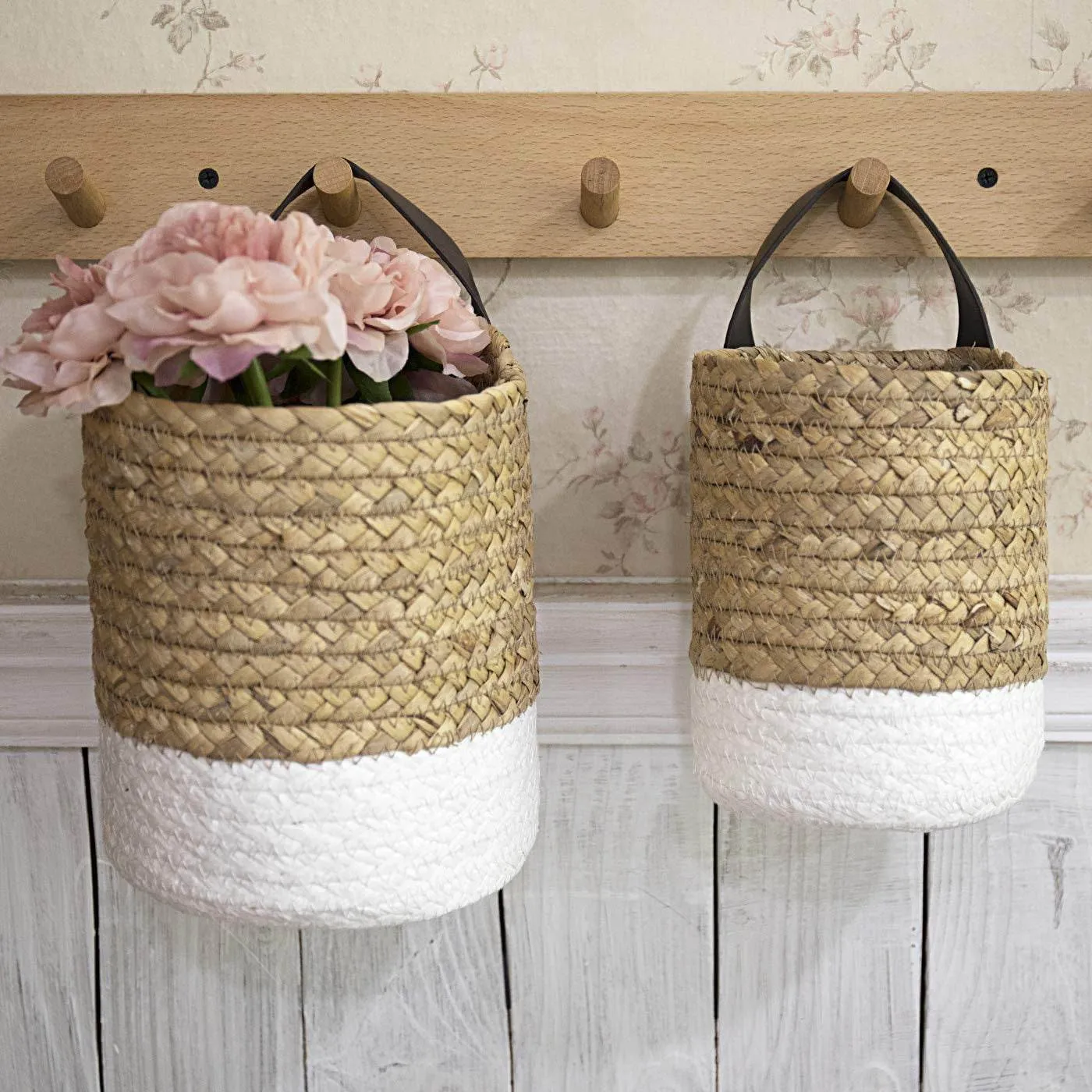 Garden Plant Basket Cattail Woven Hanging Basket