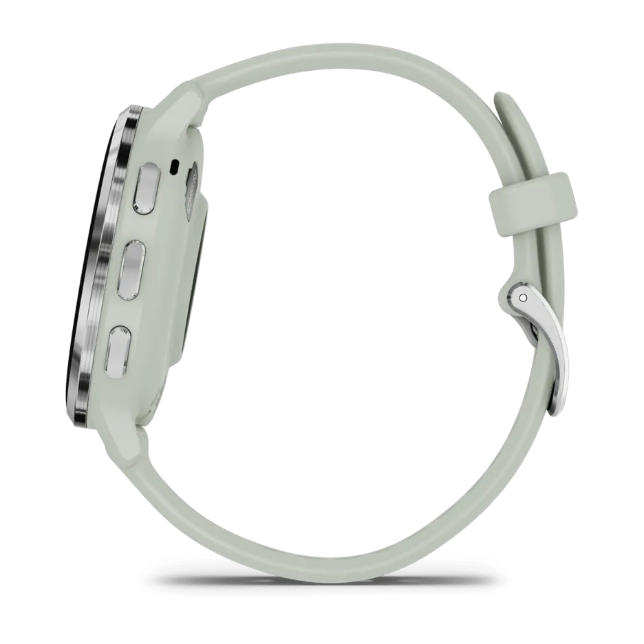 Garmin Venu® 3S, Silver Stainless Steel Bezel with Sage Grey Case