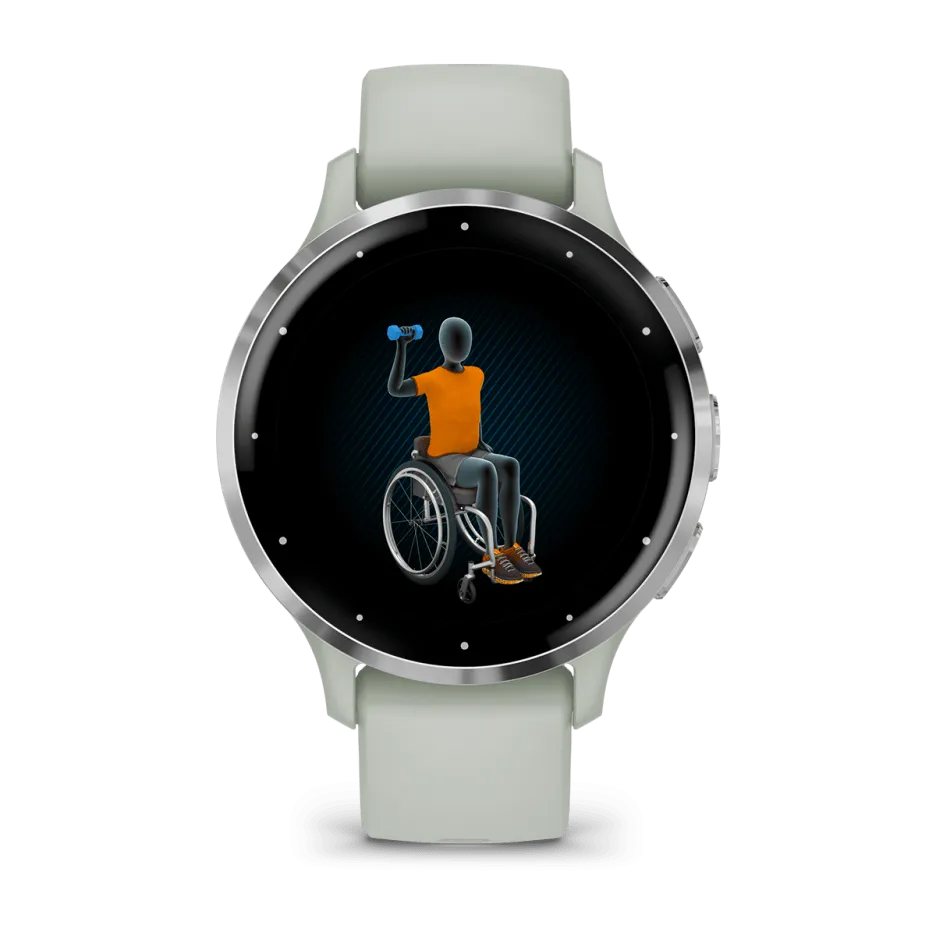 Garmin Venu® 3S, Silver Stainless Steel Bezel with Sage Grey Case