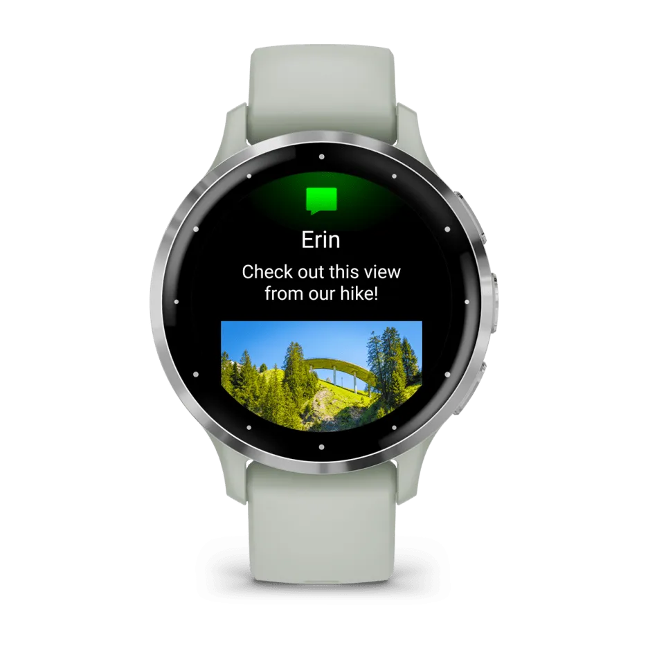 Garmin Venu® 3S, Silver Stainless Steel Bezel with Sage Grey Case