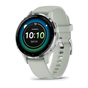 Garmin Venu® 3S, Silver Stainless Steel Bezel with Sage Grey Case