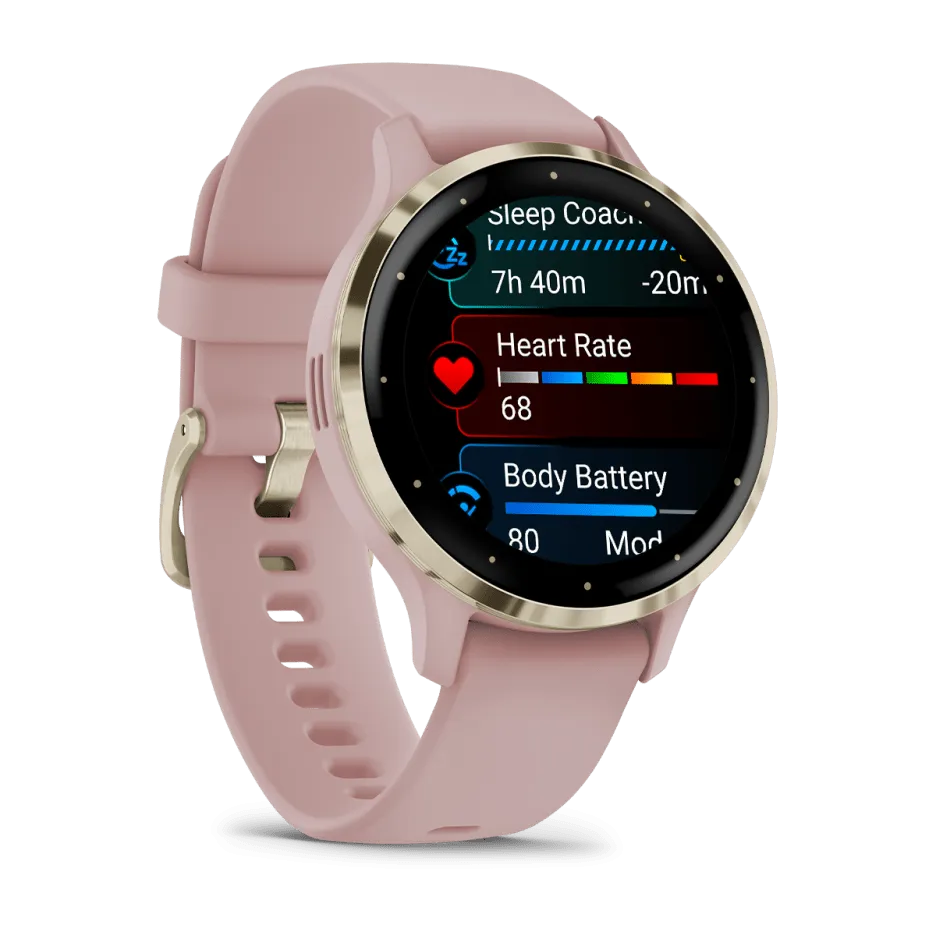 Garmin Venu® 3S, Soft Gold Stainless Steel Bezel with Dust Rose Case