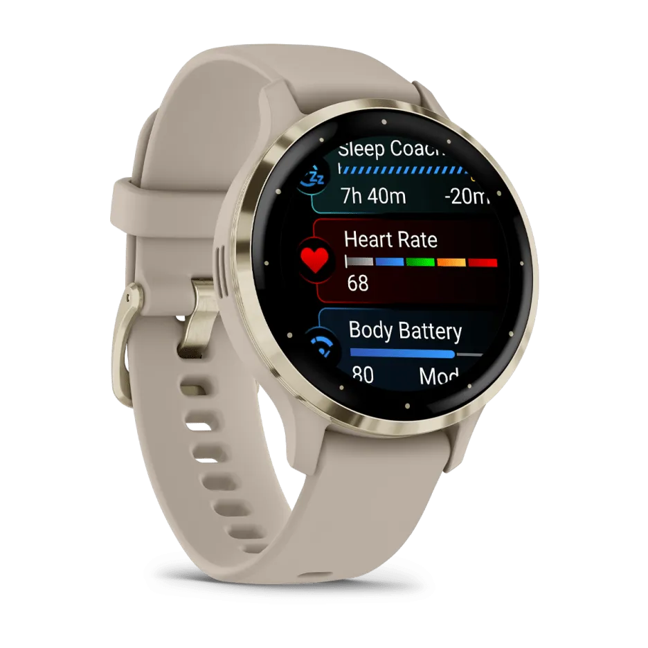 Garmin Venu 3S, Soft Gold Stainless Steel Bezel with French Grey Case