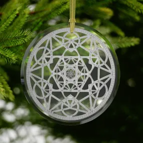 Glass Metatron Cube Silver/Gold Sacred Geometry Ornament,Gift for Birthday/Christmas/Meditation/Housewarming/Graduation/Yoga