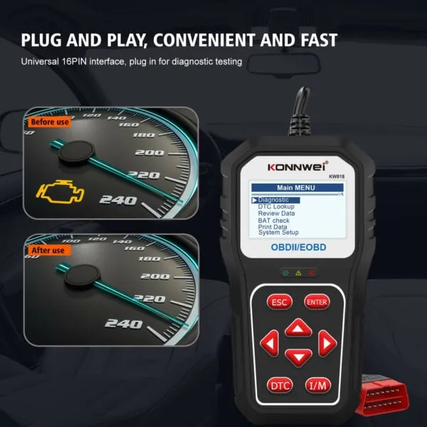 GT-KW818 - Konnwei Car Diagnostics Scanner OBD2 Petrol & Diesel