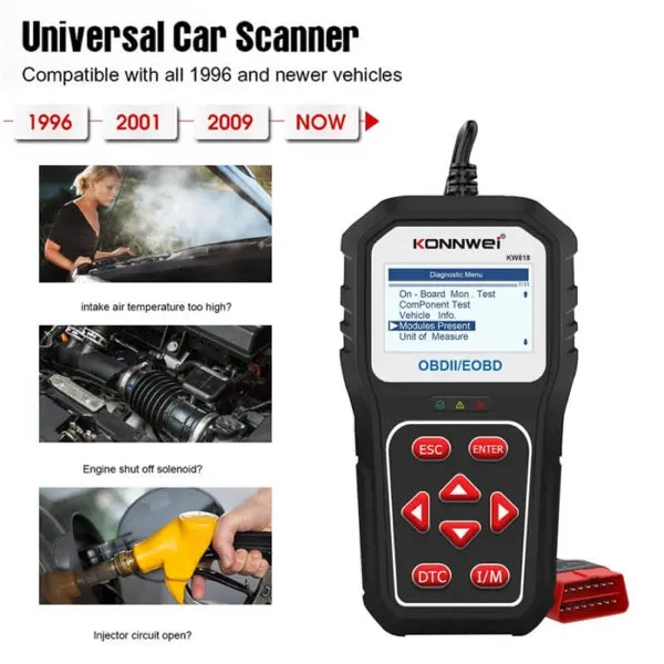 GT-KW818 - Konnwei Car Diagnostics Scanner OBD2 Petrol & Diesel