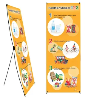 Healthier Choices 123 Banner Stand 24" X 67" - Health Fair Banner Featuring Choose MyPlate 24" X 67"