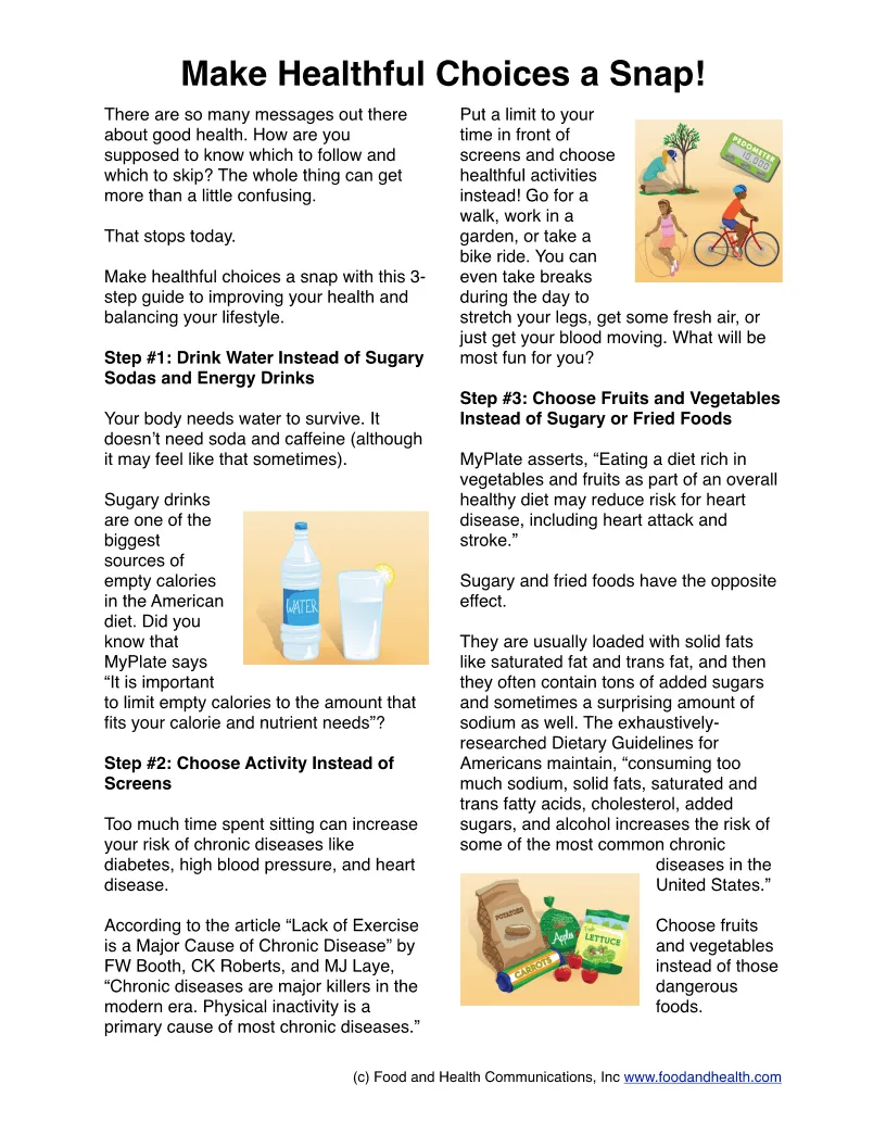 Healthier Choices 123 Poster 18X 24 Laminated - Health Poster