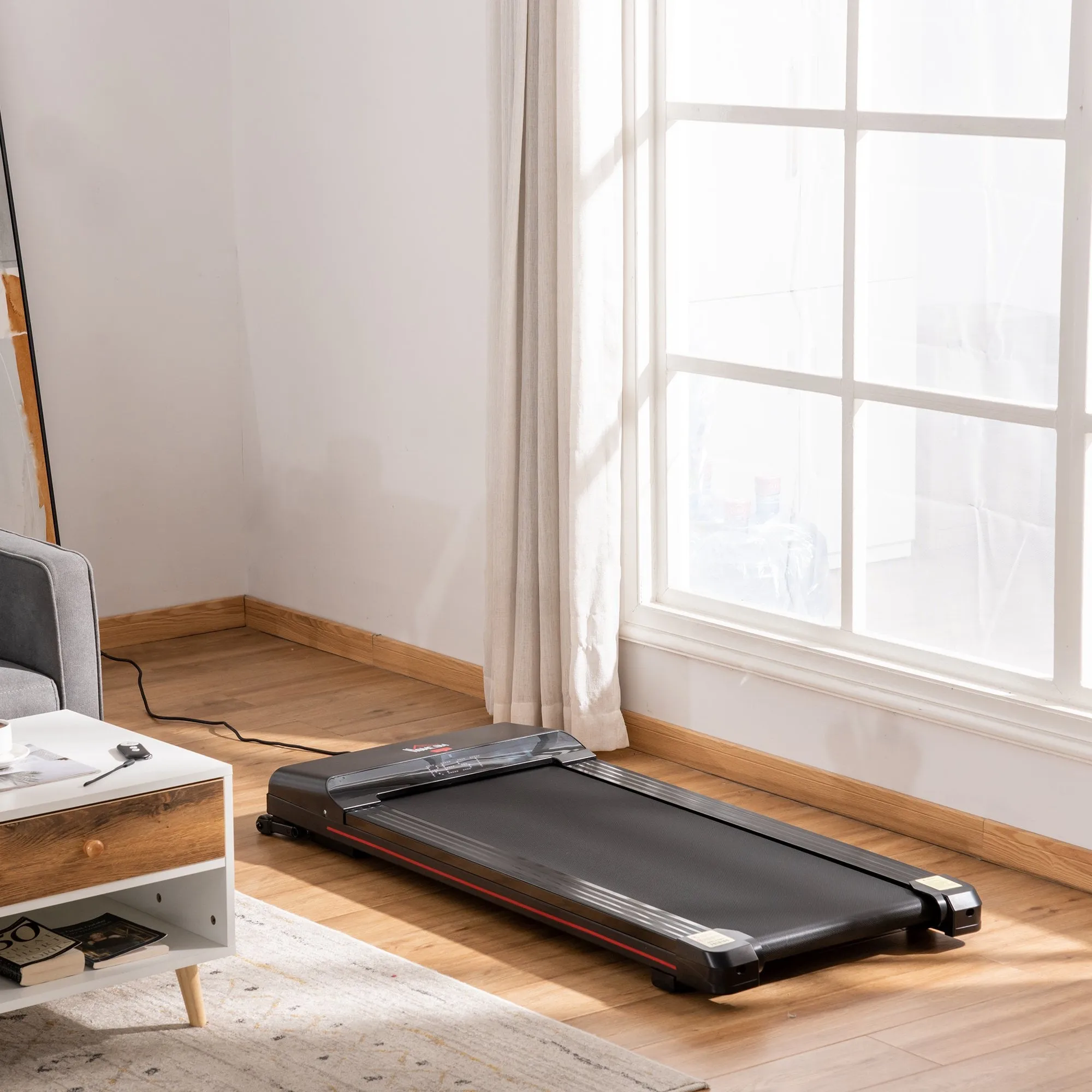 Indoor Walking Treadmill Exercise Pad Machine for Home - Black