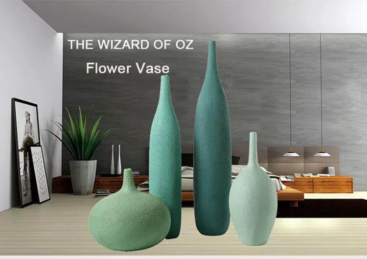 Interior Green Resin Flower Stone Vase for Home Decoration