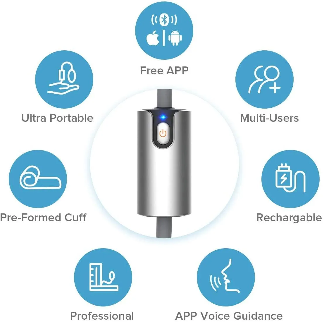 LOOKEE® AirBP Blood Pressure Monitor | BP Monitor with App and Voice Guide | Upper Arm Cuff | Multi-Users | FDA Approved | Medical Accuracy