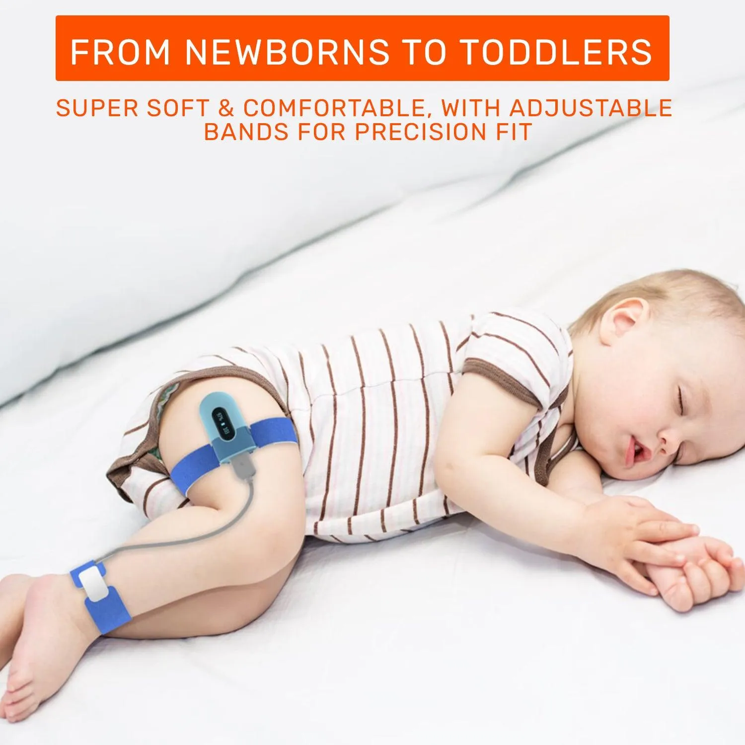 LOOKEE® BabyO2™ Baby Oxygen Monitor with Audio Alarm and App Notification | Track Oxygen Level, Heart Rate and Movement | Designed for 0-3 Years Old