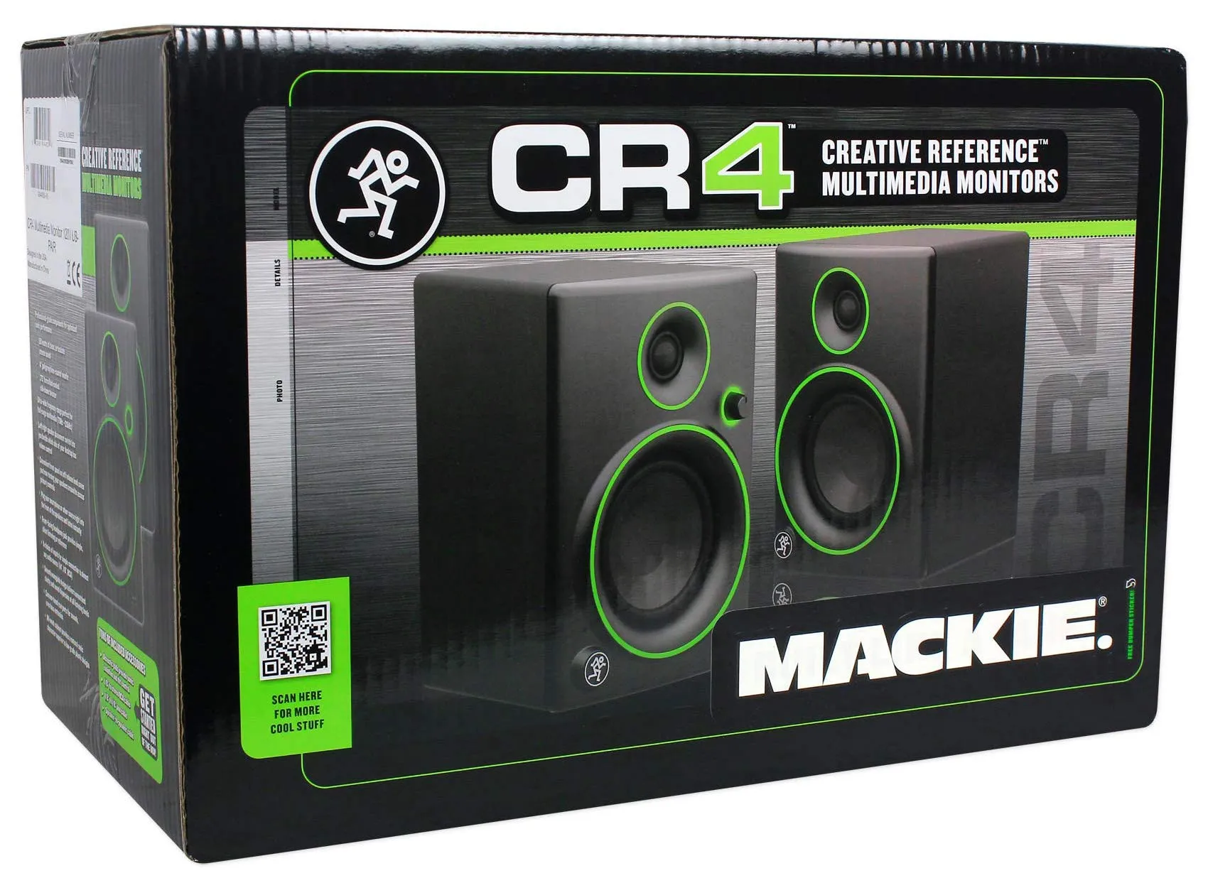 Mackie Creative Reference Multimedia Monitor (Set of 2), Black w/green trim, 4-inch (CR4 (Pair))